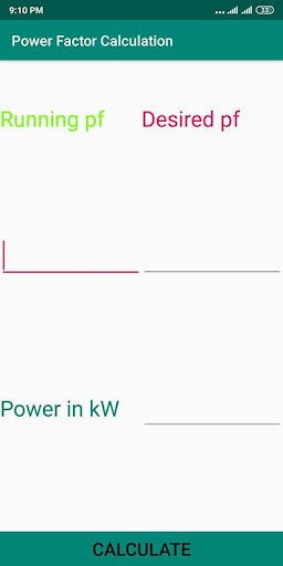 Android application Power Factor Calculator screenshort