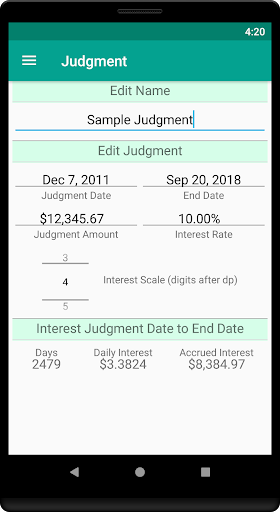 Bovee Judgment Calculator Screen 2