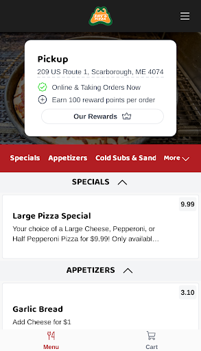 Android application Pat's Pizza of Scarborough screenshort