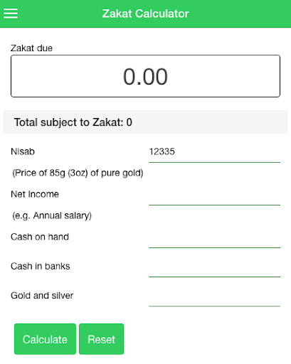 Android application Zakat Calculator screenshort