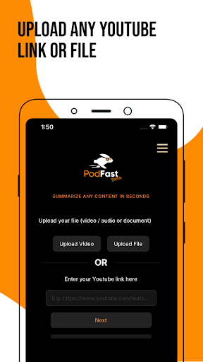 Android application PodFast - Summarize contents screenshort