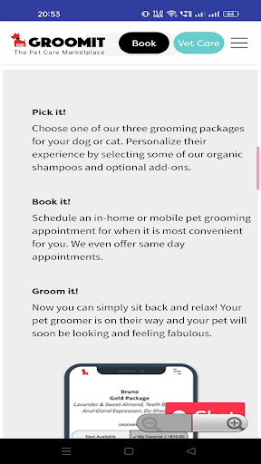 Android application GroomIt screenshort