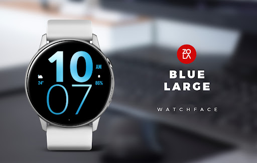 Android application Blue Large Watch Face screenshort