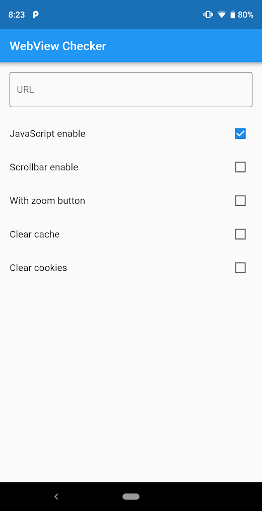 Android application WebView Checker screenshot