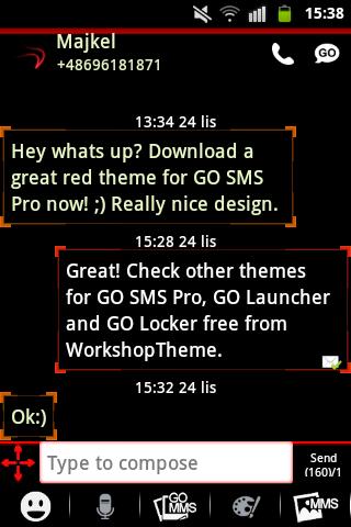 Theme Red Neon GO SMS Screen 2