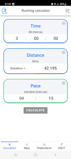 Running Calculator Screen 2