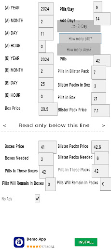 Pill Calculator Screen 2