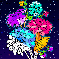 Flowers Color by Number: Crayon + Glitter Painting