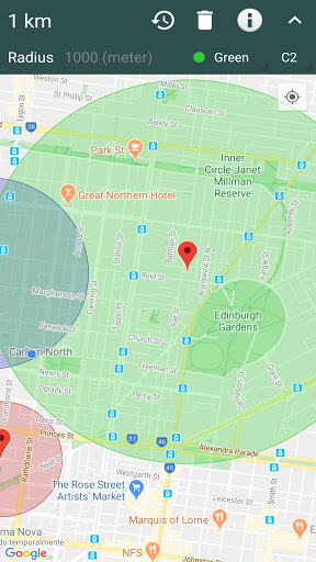 Android application 1 km radius: Draw a circle on screenshort