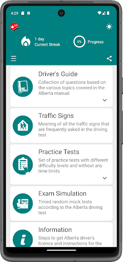 Android application Alberta Driving Test Practice screenshort