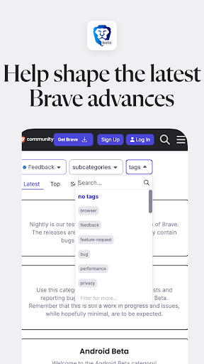 Screenshot of Brave Beta