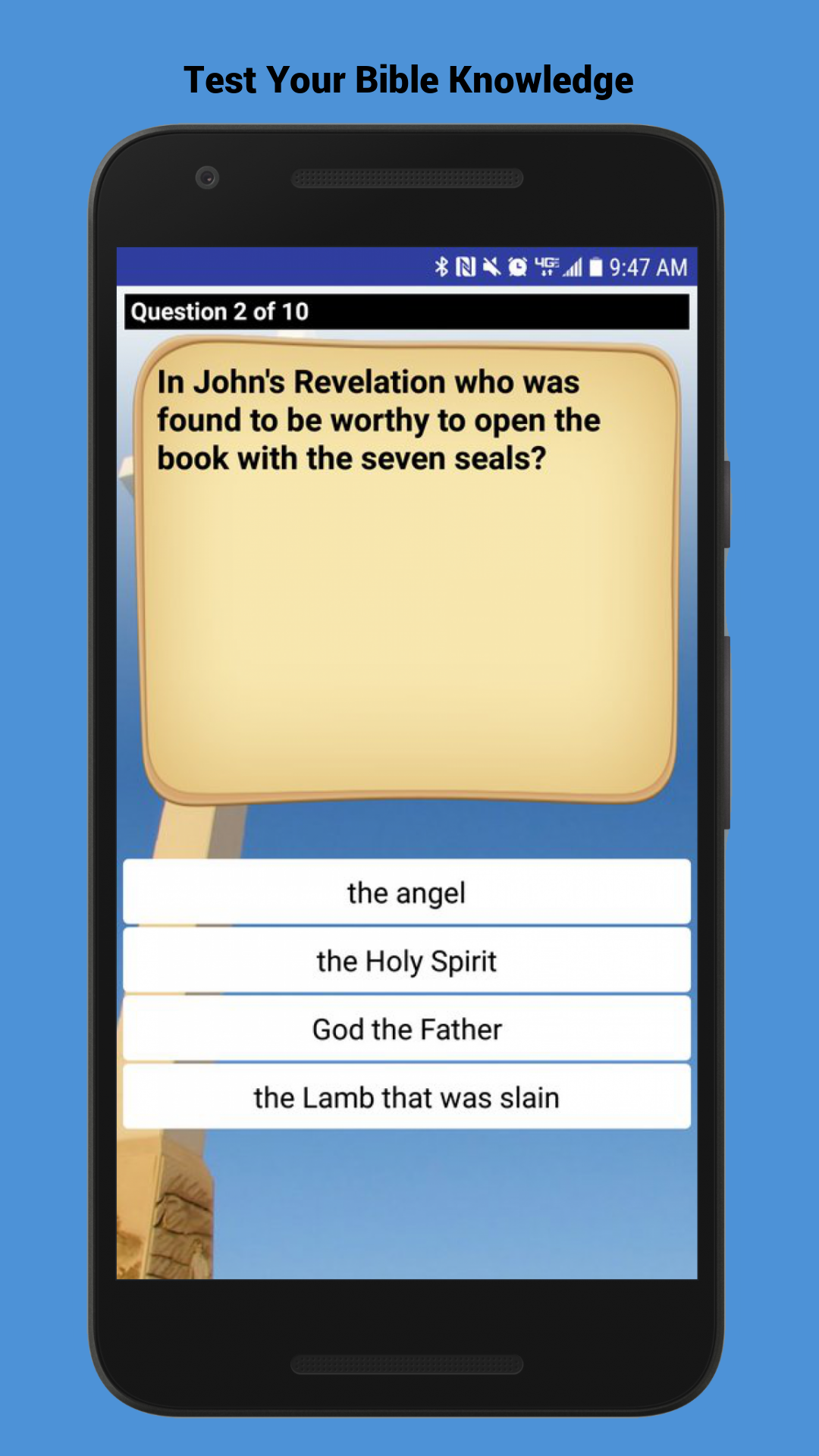 Android application Bible Trivia screenshort