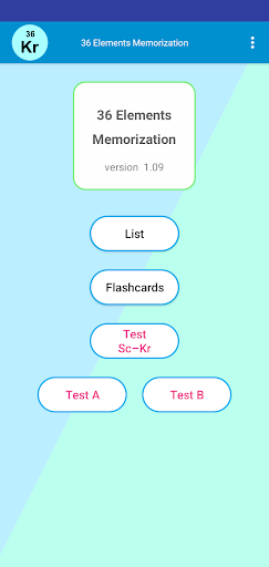 Android application 36 Elements Memorization screenshort