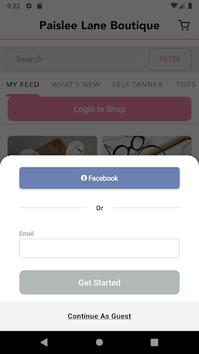 Android application Paislee Lane Boutique screenshort