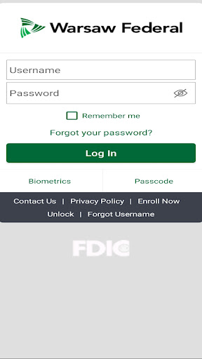Android application Warsaw Federal Mobile Banking screenshort