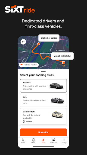 Screenshot of SIXT rent. share. ride. plus.
