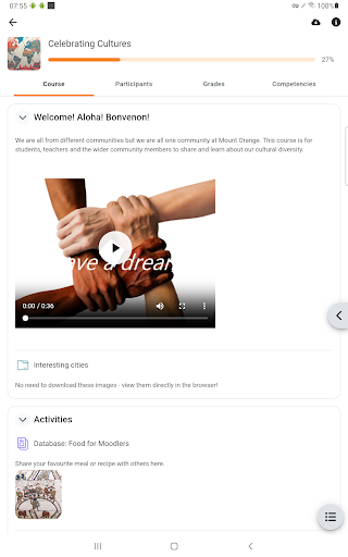 Screenshot of Moodle