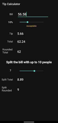 Tip and Split Calculator Screen 3