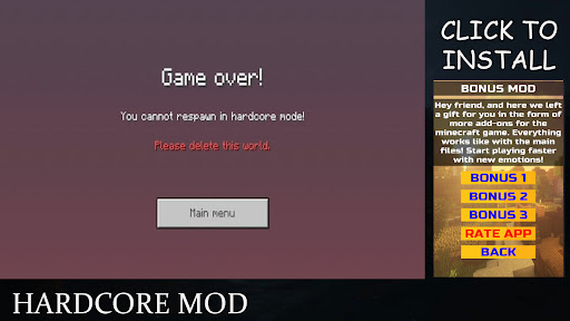 Hardcore Mod For Minecraft PE