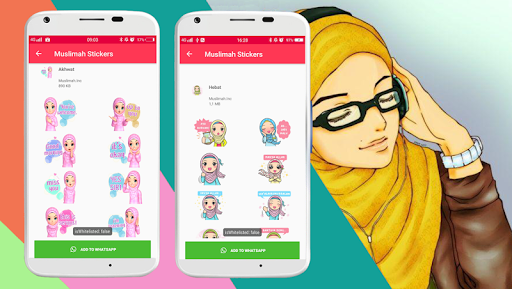 Premium Sticker Cute Hijab Islamic - WAStickerApps