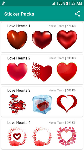 Android application WASticker - Love Stickers screenshort