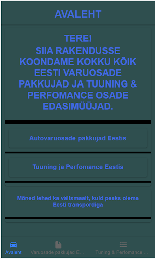 Android application Varuosade pakkujad Eestis screenshort
