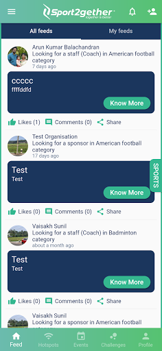Android application Sport2gether screenshort