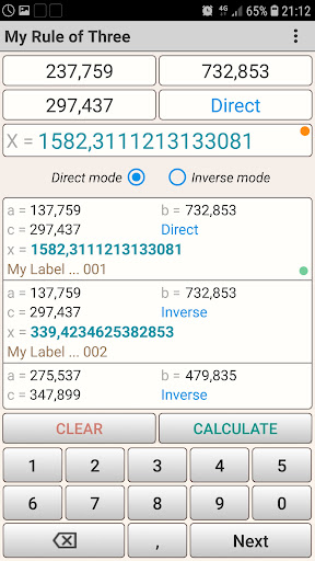 Rule of Three - Calculator Screen 2