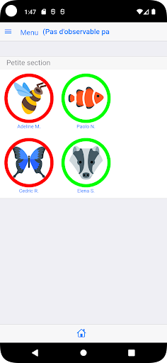 Android application E-carnet screenshort