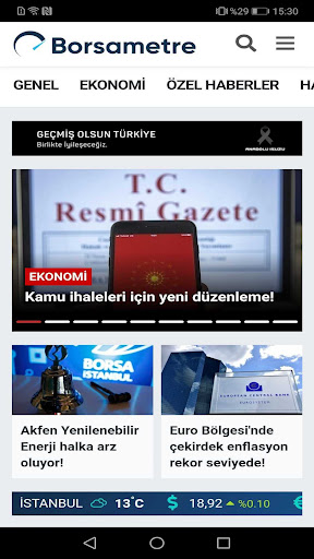Android application Borsametre screenshort
