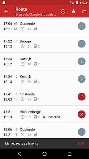 Android application HyperRail - Belgian trains screenshort