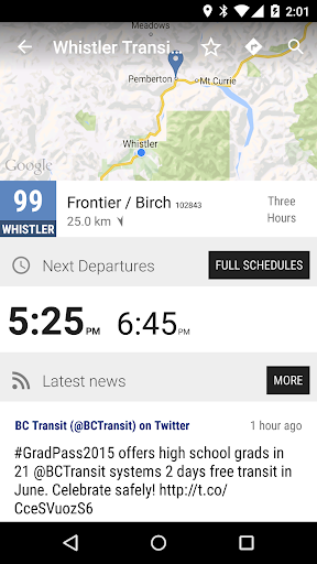 Whistler TS Bus - MonTransit Screen 2
