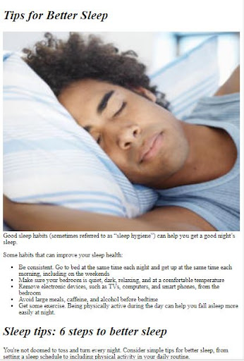 Android application How to Sleep Better screenshort
