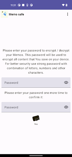 Android application Memo Safe: Fast and safe notes screenshort