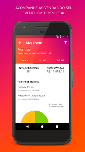 Android application IngressoLive Organizador screenshort