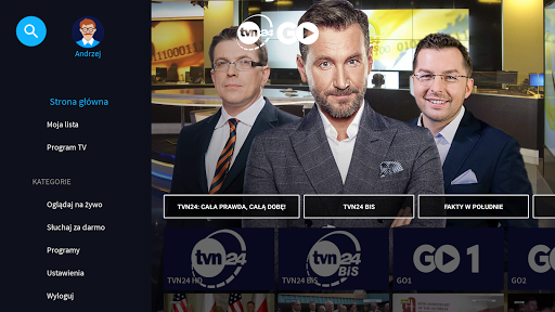 Android application TVN24 GO (Android TV) screenshort
