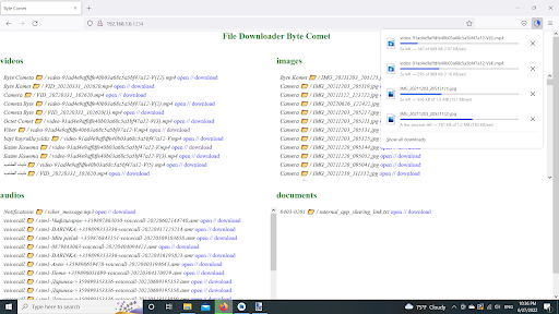 Android application Comet : send file to Computer screenshort