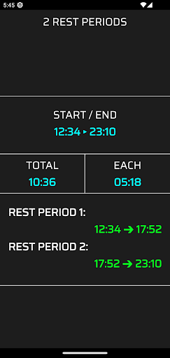 Crew Rest Calculator Screen 3