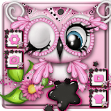 cartoon pink owl theme pink wallpaper icon
