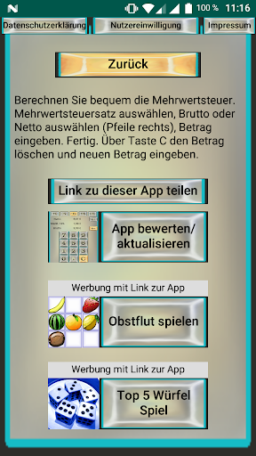 MwSt. Rechner 16% 5% 19% 7% Screen 2
