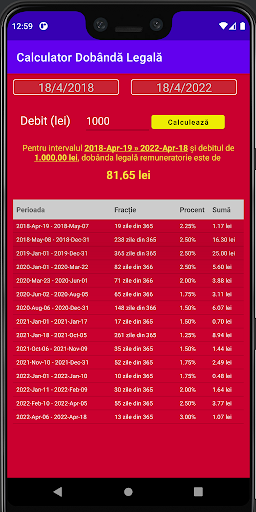 Romanian Interest Calculator Screen 3
