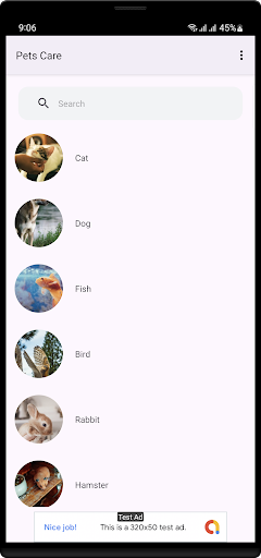 Android application Pets Care screenshort