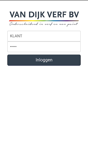 Android application Van Dijk Verf bestelapp screenshort
