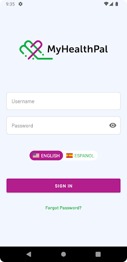 Android application MyHealthPal Provider screenshort