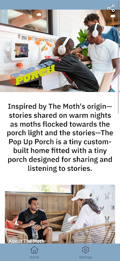 Android application The Moth’s Pop Up Porch Tour screenshort
