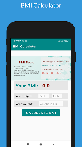 Android application BMI Calculator - Body Mass screenshort