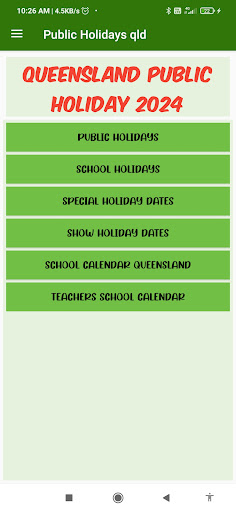 Android application QLD Public Holidays 2024 screenshort