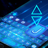 neon glowing blue keyboard future time icon