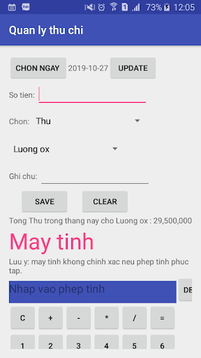 Android application Quan ly thu chi Pro screenshort