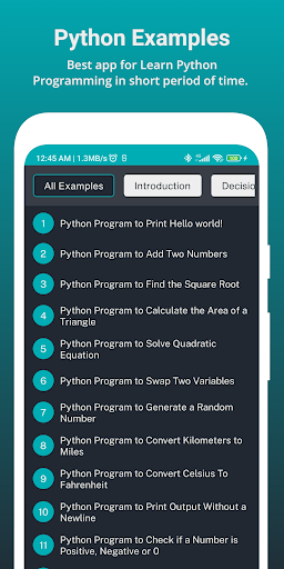 Android application Python Programs screenshort